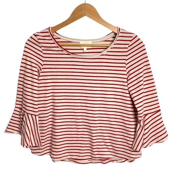 Anthropologie Deletta Celina Striped Top With Bell Sleeves Size Small - Picture 3 of 8